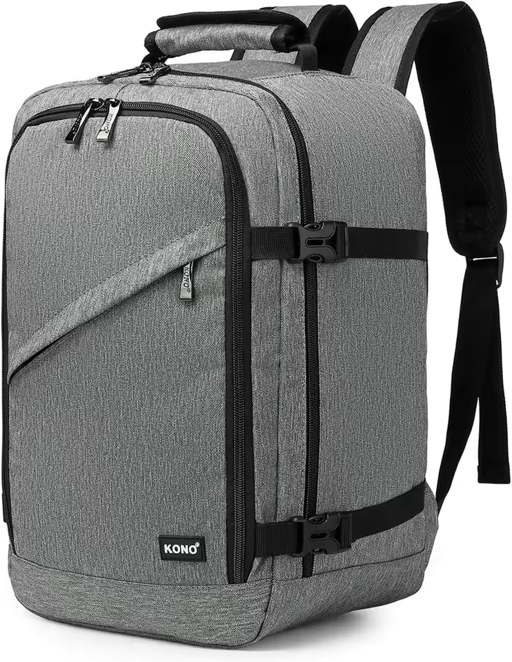 Kono Kabinentasche 40x20x25 cm für Ryanair Untersitz Handgepäck Rucksack, Kabinengröße 20L, Schwarz, Minimalistisch Mağazam