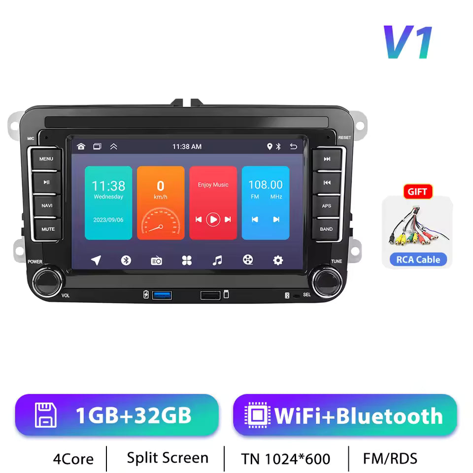 Podofo 7" 9" CarPlay Android Car Radio For Volkswagen VW Golf Passat JETTA Skoda SEAT Car Intelligent System 2din GPS Autoradio Mağazam
