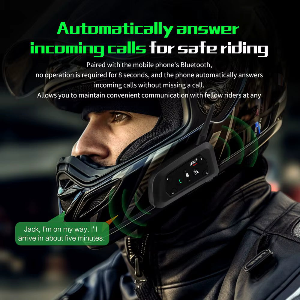 EJEAS V6 PRO+ Motorradhelm-Gegensprechanlage, Bluetooth-Headset, unterstützt EUC, CVC, Rauschunterdrückung, wasserdicht, IP67, Standby-Zeit 260 Stunden