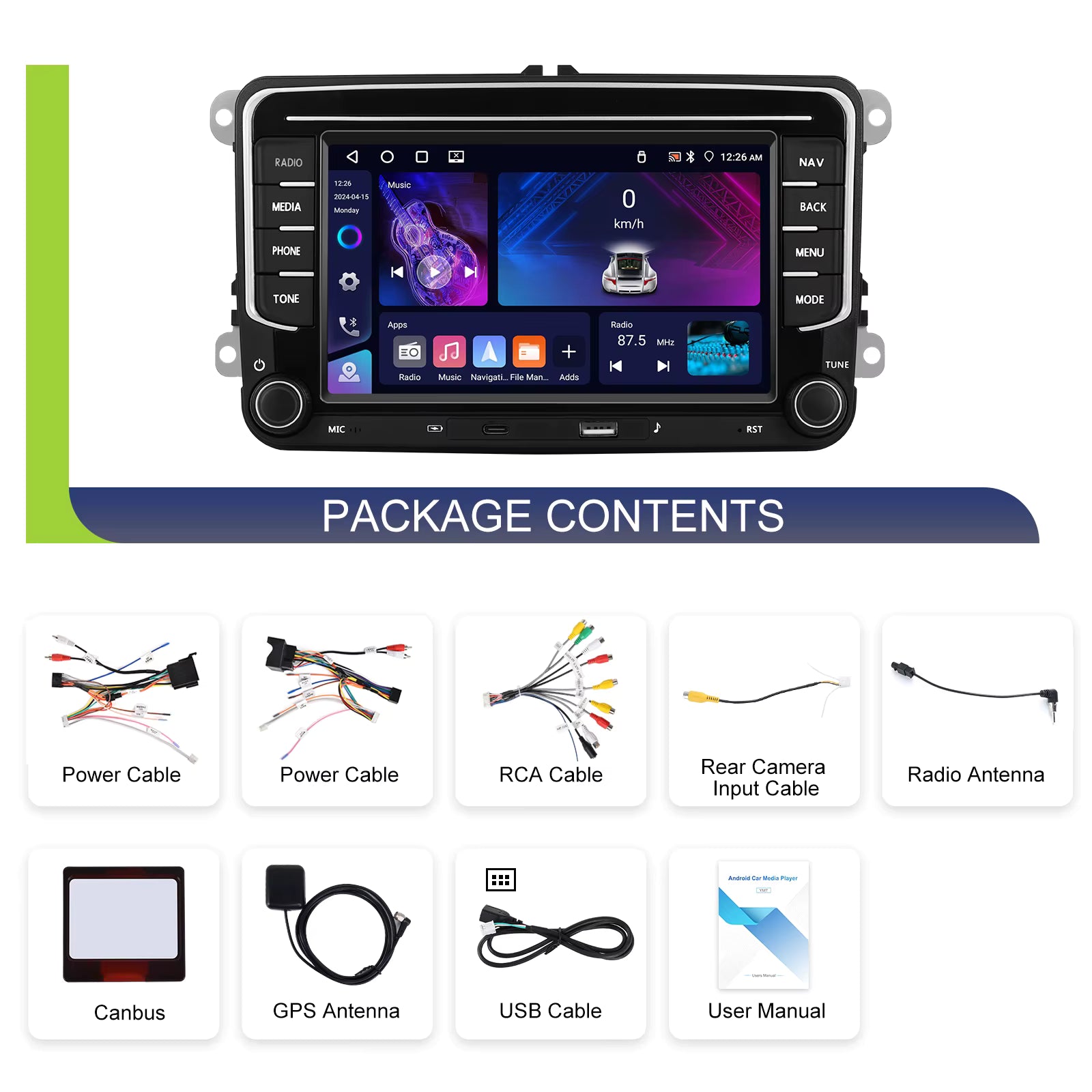 Podofo 7" 9" CarPlay Android Car Radio For Volkswagen VW Golf Passat JETTA Skoda SEAT Car Intelligent System 2din GPS Autoradio Mağazam