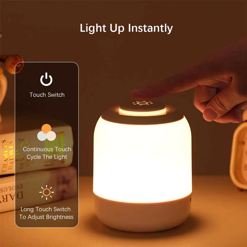 LED-Camping-Nachtlicht, 2400 mAh Typ-C-Lade-Nachttischlampen, stufenlose Dimmlaterne, Touch-dimmbare Lampe für die Innendekoration Mağazam