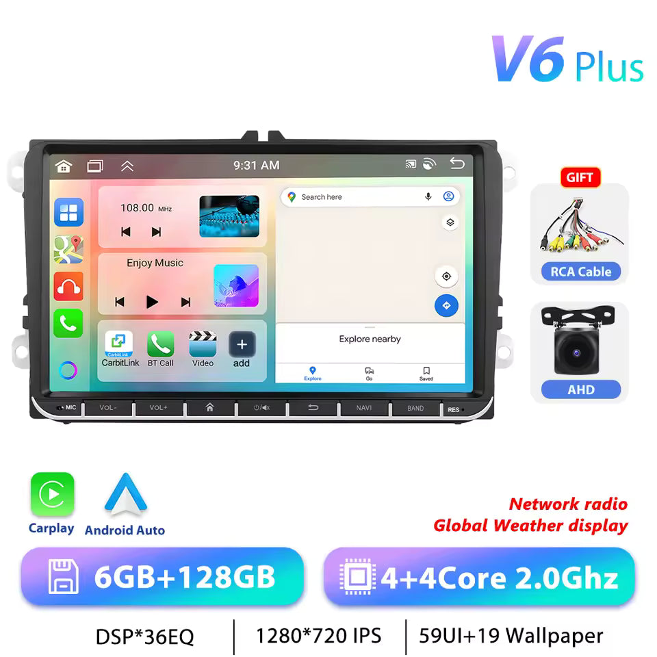 Podofo 7" 9" CarPlay Android Car Radio For Volkswagen VW Golf Passat JETTA Skoda SEAT Car Intelligent System 2din GPS Autoradio Mağazam