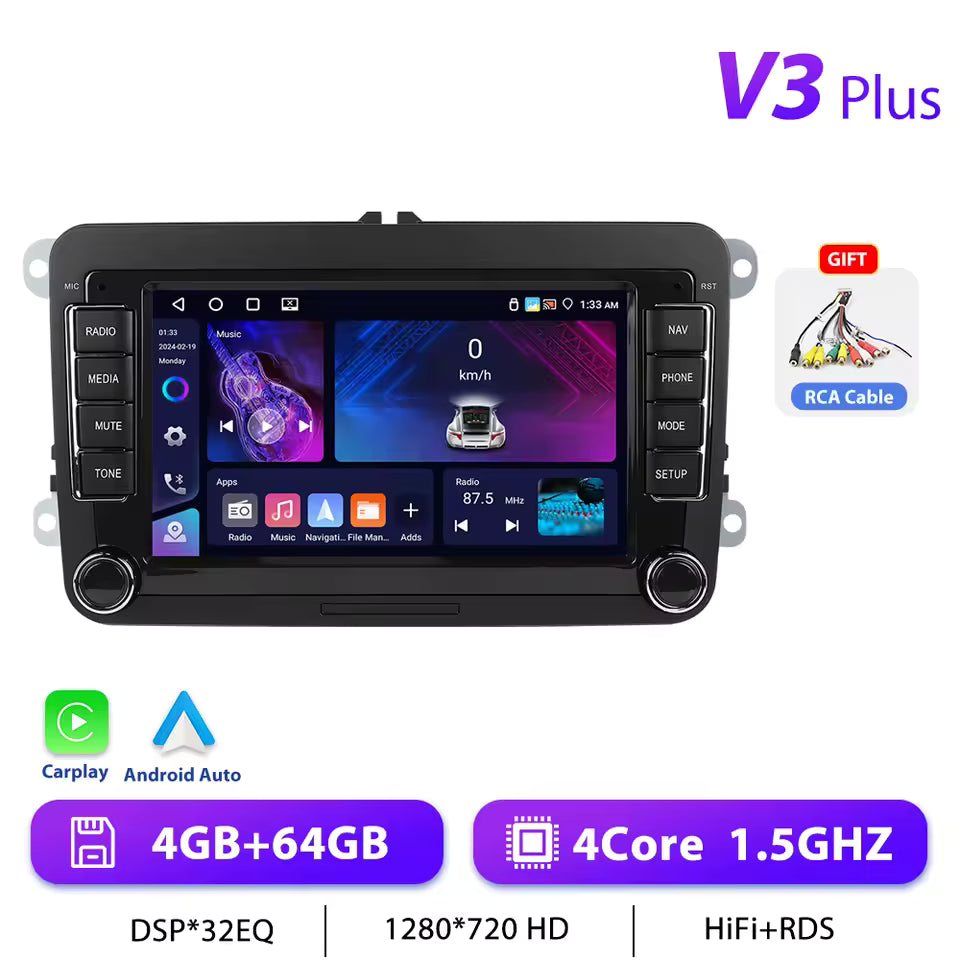 Podofo 7" 9" CarPlay Android Car Radio For Volkswagen VW Golf Passat JETTA Skoda SEAT Car Intelligent System 2din GPS Autoradio Mağazam