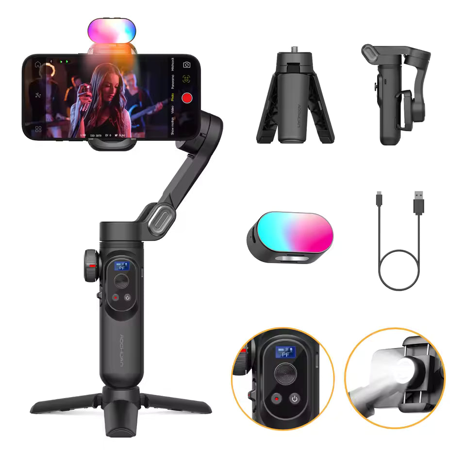 AOCHUAN Smart Xpro Smartphone Gimbal Stabilizer Professioneller 3-Achsen-Stabilisator für iPhone und Android Smartphone Handheld Gimbal Mağazam