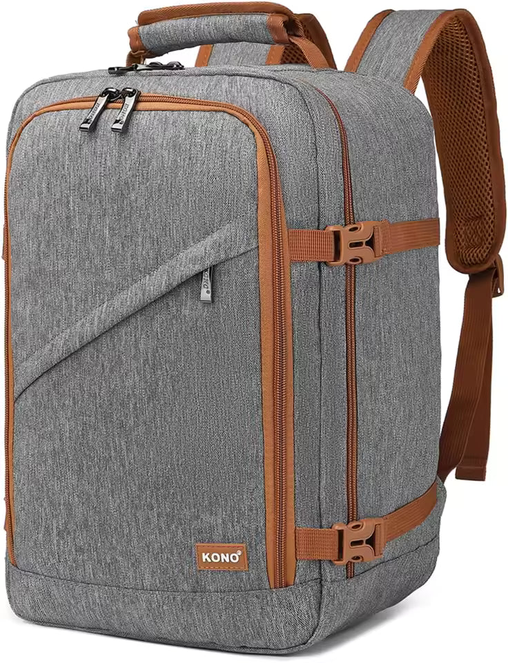 Kono Kabinentasche 40x20x25 cm für Ryanair Untersitz Handgepäck Rucksack, Kabinengröße 20L, Schwarz, Minimalistisch Mağazam