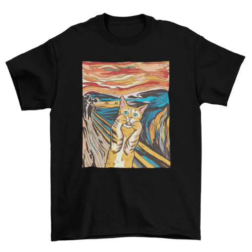 The Scream parody cat t-shirt - Mağazam