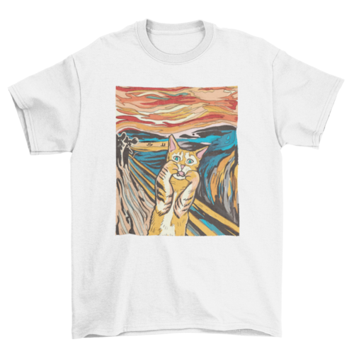 The Scream parody cat t-shirt - Mağazam
