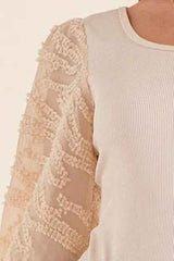 And The Why Textured Puff Sleeve Bodysuit