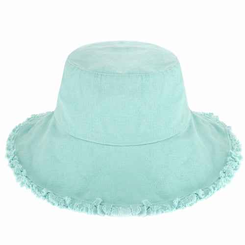 Wide Brim Frayed Bucket Hat