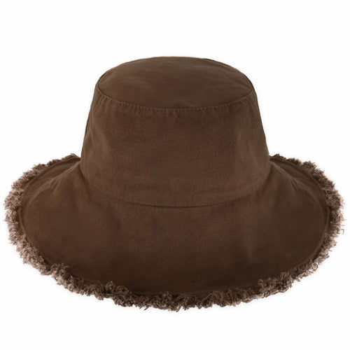 Wide Brim Frayed Bucket Hat - Mağazam