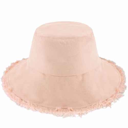 Wide Brim Frayed Bucket Hat