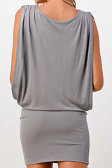 Sleeveless Draped Mini Dress with V-Neckline