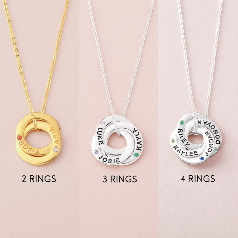 Mom Necklace With Kids Names Birthstones, Children Birthstone Jewelry - Mağazam
