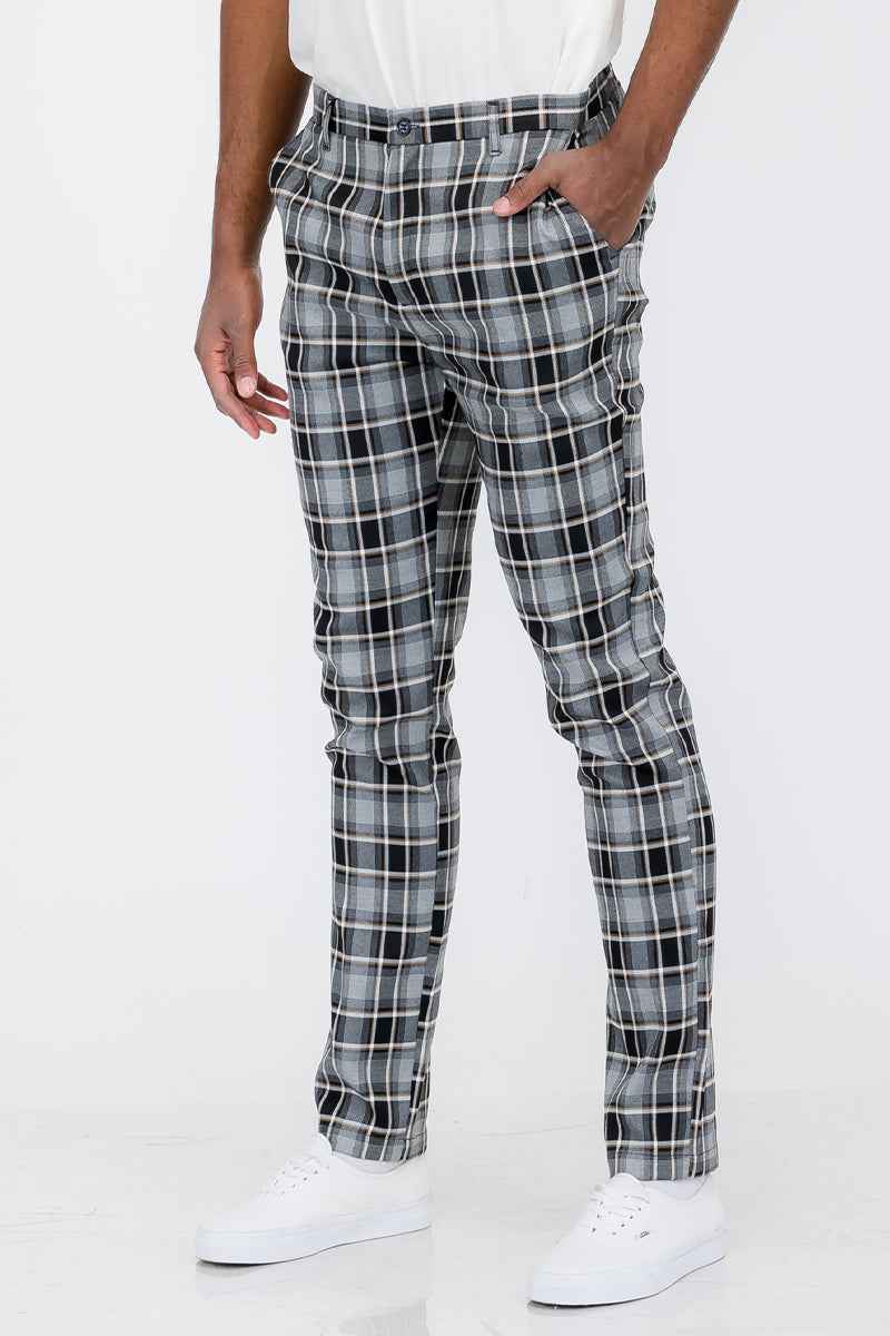 Plaid Slim Fit Trouser Pants SR012