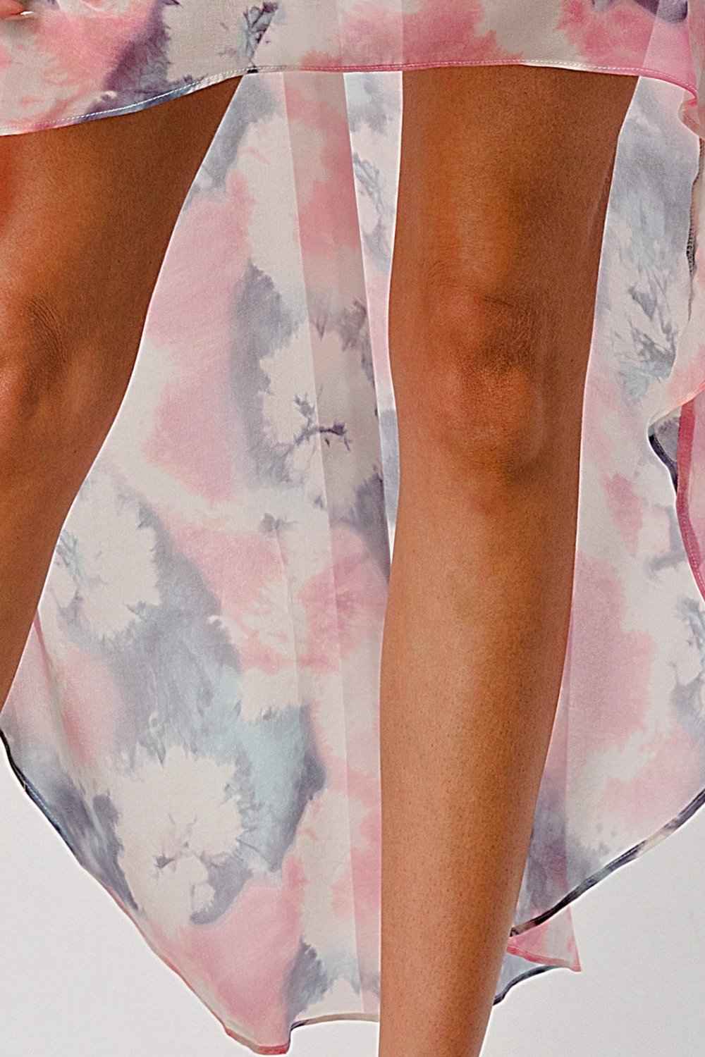 Strappy Bodice Tie-Dye High-Low Dress